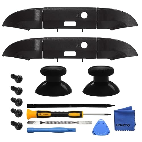 iParto 2 Pack Black Replacement RB LB Button Bumpers Thumbsticks for Xbox Series X & S Controller (Model 1914) Shoulder Trigger Buttons Top Middle Bracket Joysticks with Tools - Image 1