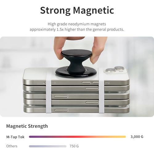 Sinjimoru for MagSafe Phone Grip, Soft Silicone Magnetic Finger Grip for iPhone 17/16/15/14/13, Comfortable One-Touch Holding, M-Tap Tok Lavender - Image 3