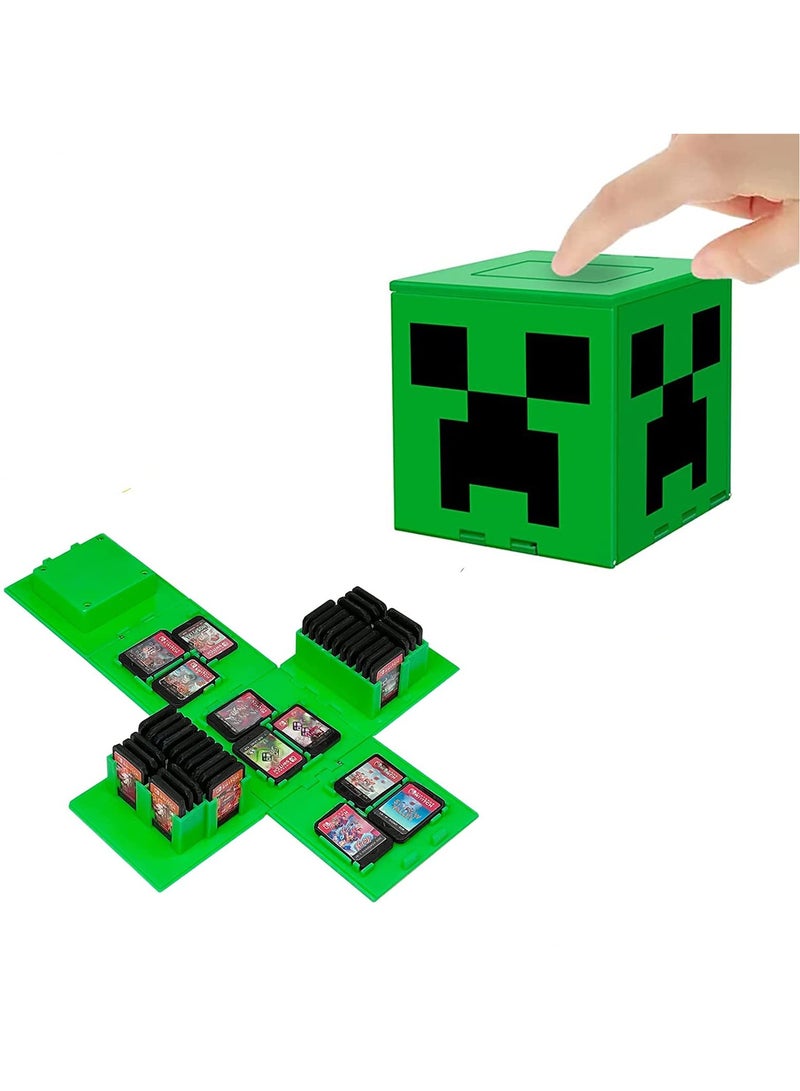 Zikra Game Card Case Compatible with Nintendo Switch, Extra Large Capacity Switch Game Case,Upgraded 41 Slots Switch Game Card Storage Box,Press to Unfold Fun Switch Card Case (M Green) - Image 1