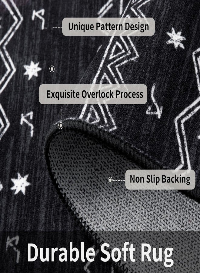 SERISSA 2x4 Rugs for Entryway, Washable Non-Slip Black and White Small Runner Rug, Soft Low-Pile Boho Geometric Indoor Entry Rug Door Mat Indoor Entrance Front Door Carpet for Bathroom Kitchen Bedroom - Image 4