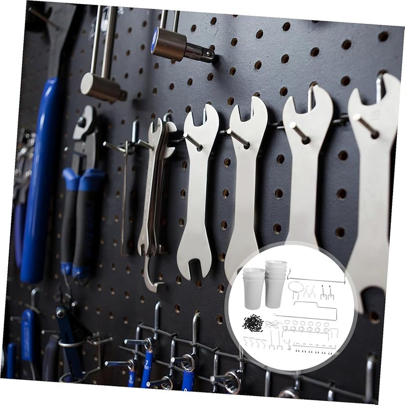 Metal Pegboard Hooks Set for Workshop Garage Tool Storage and Wall Organization - Image 4
