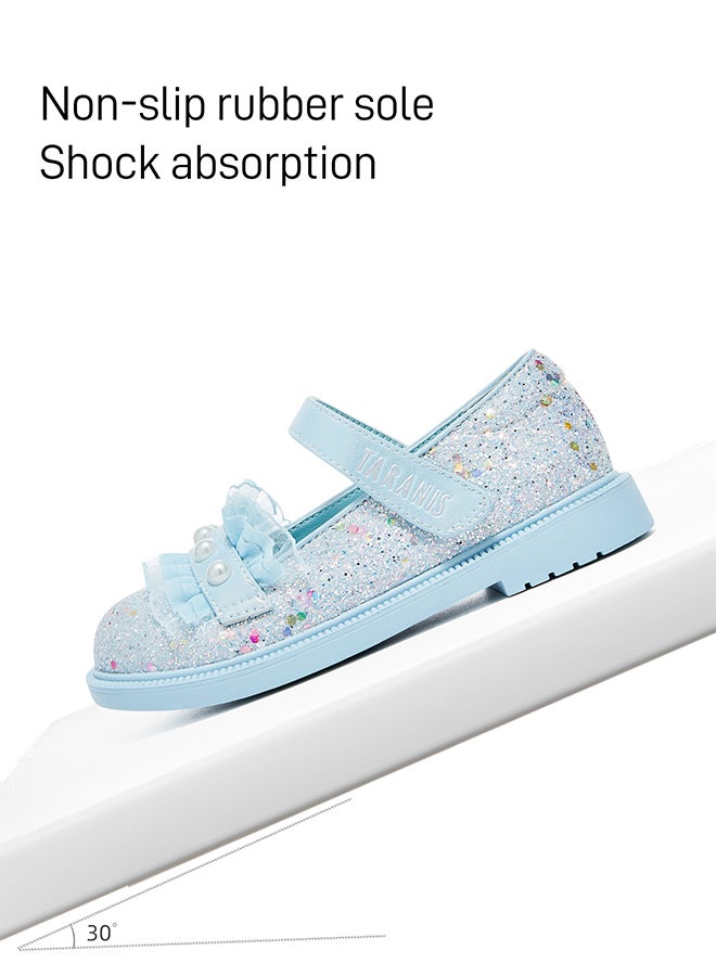 Taranis Children's Shoes Sky - Blue Pearl Ruffle Flats Azure Sparkle Pearl Shoes - Image 4