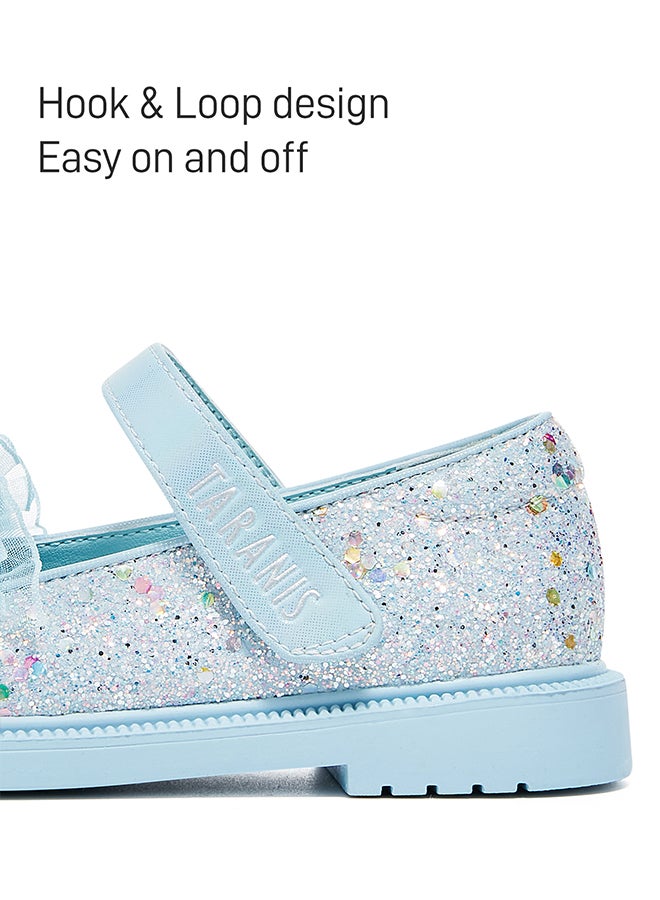 Taranis Children's Shoes Sky - Blue Pearl Ruffle Flats Azure Sparkle Pearl Shoes - Image 5