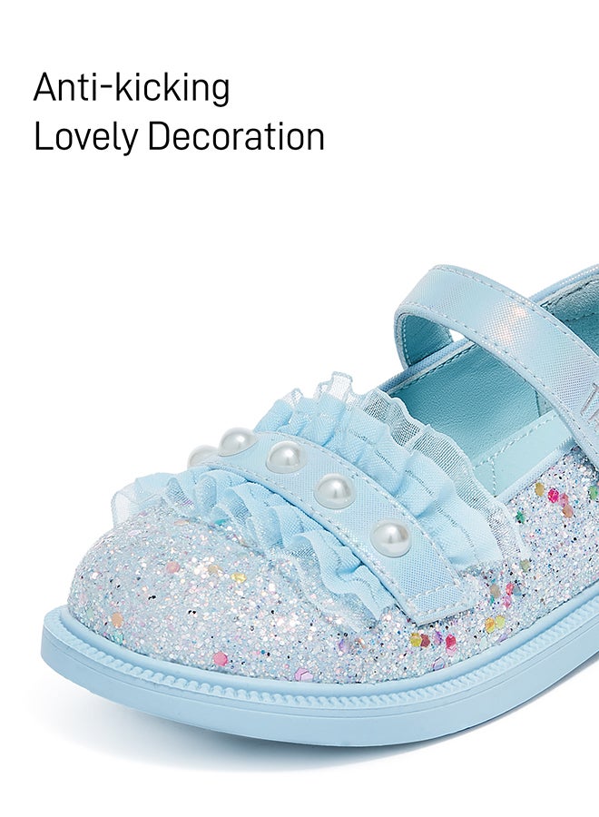 Taranis Children's Shoes Sky - Blue Pearl Ruffle Flats Azure Sparkle Pearl Shoes - Image 2