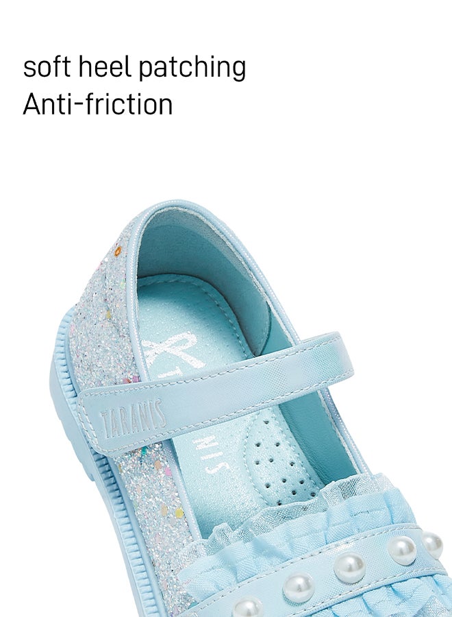 Taranis Children's Shoes Sky - Blue Pearl Ruffle Flats Azure Sparkle Pearl Shoes - Image 3