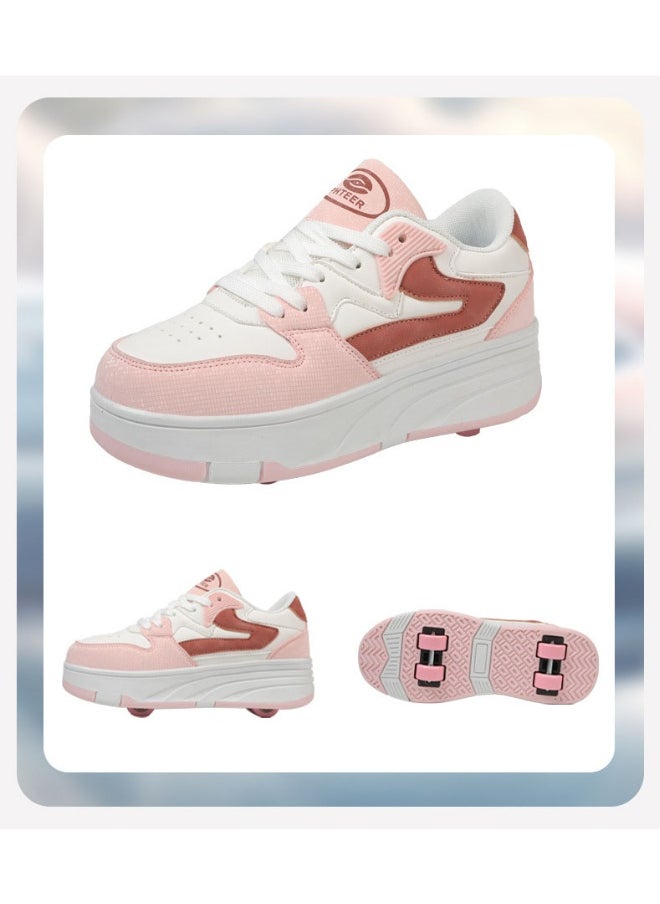 NIBEMINENT Kids Roller Skates Shoes 4 Wheels Roller Shoes Boys Girls Wheel Shoes Roller Sneakers Shoes for Beginner More Balanced  - Image 2