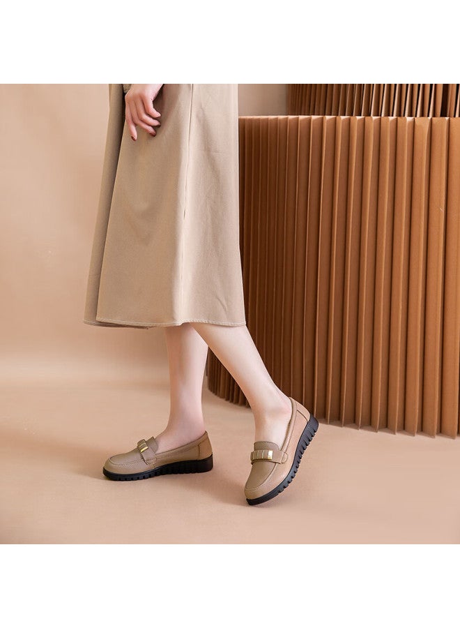 Egchi Women's Slip-on Outdoor Casual Nurse Shoes With Non-slip Soft Sole H7522 Beige Size 38 - Image 4