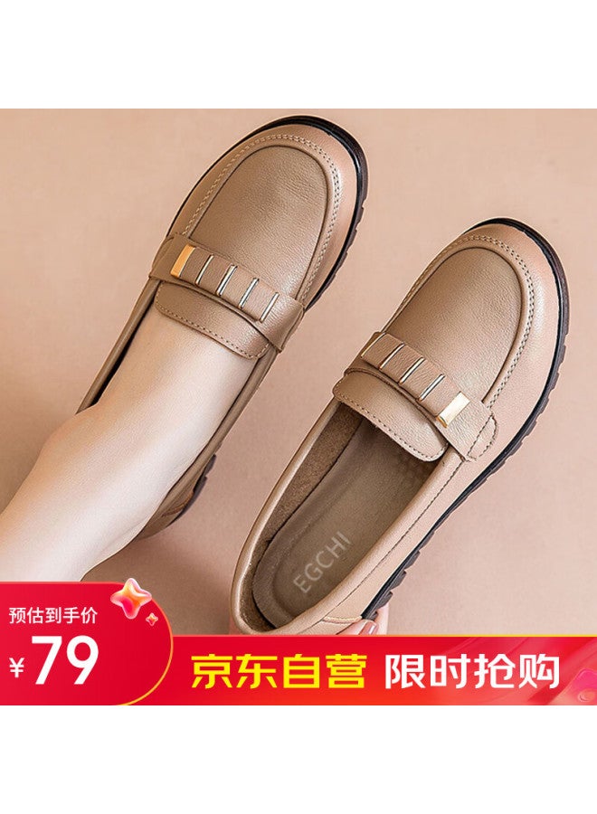Egchi Women's Slip-on Outdoor Casual Nurse Shoes With Non-slip Soft Sole H7522 Beige Size 38 - Image 1
