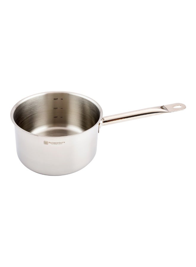 Restaurantware Met Lux 3.5 Quart Induction Sauce Pan, 1 Wide Basin Deep Sauce Pan - Single Handle, Lid Sold Separately, Mirror-Finish Stainless Steel Cooking Pot, For Cooking And Boiling Food, - Image 1