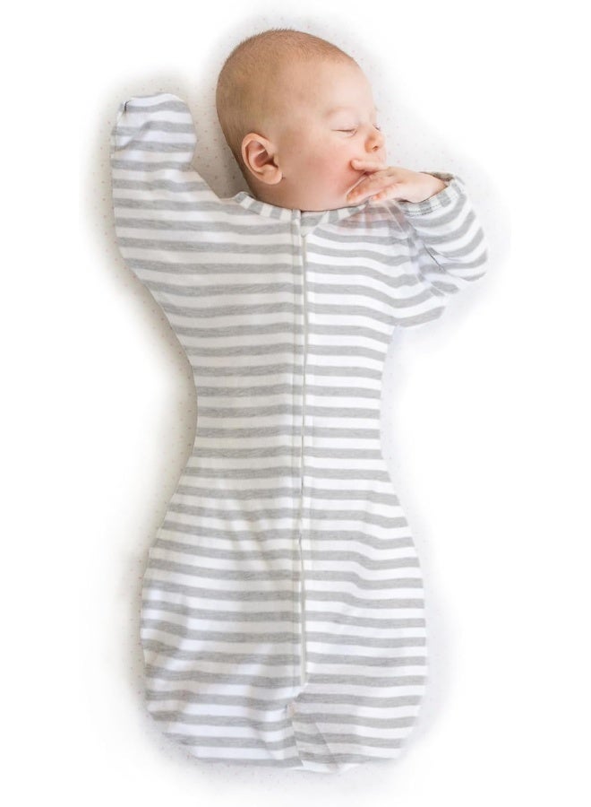 SwaddleDesigns SwaddleDesigns Transitional Swaddle Sack with Arms Up Half-Length Sleeves and Mitten Cuffs, Gray Stripes, Medium, 3-6mo, 14-21 lbs  - Image 1