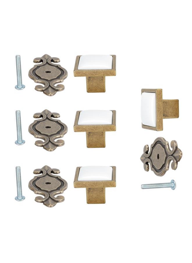 Thoraya 4 Sets Ceramic Zinc Alloy Handle Wardrobe Drawer Pulls Bright Chrome Furniture Hardware(336 Bronze White )  - Image 1