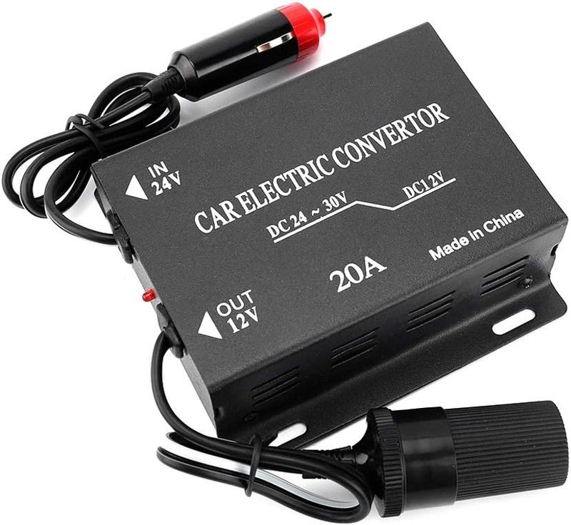 DEWIN Power Converter Car Truck Electric Inverter Voltage Reducer - 20A Car Power Supply Converter Transformer 24V To 12V Cigarette Lighter Type - Image 1