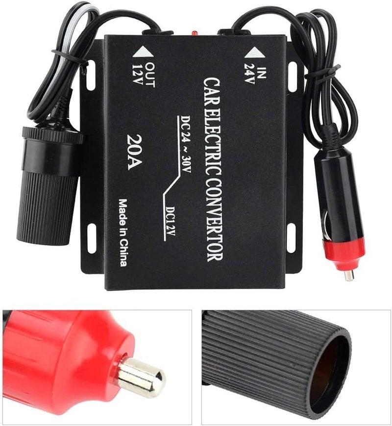 DEWIN Power Converter Car Truck Electric Inverter Voltage Reducer - 20A Car Power Supply Converter Transformer 24V To 12V Cigarette Lighter Type - Image 4