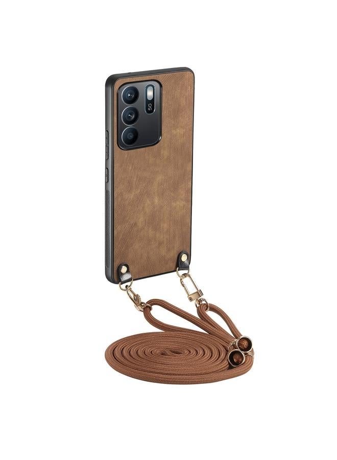 S-TOP Case For OPPO Reno6 Z Vintage Leather PC Back Cover Phone Case with Crossbody Strap - Image 1