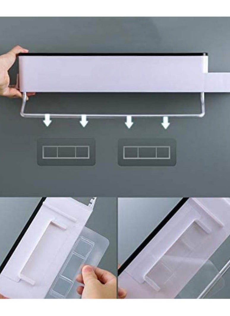 AIWANTO Wall Mount Bathroom Shelf Shower Caddy Organizer with Bar No Drilling Required  - Image 2