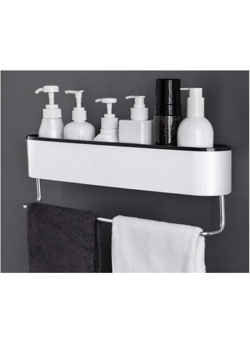 AIWANTO Wall Mount Bathroom Shelf Shower Caddy Organizer with Bar No Drilling Required  - Image 3