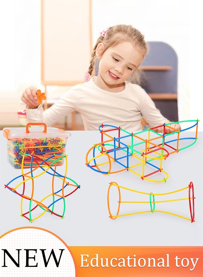 300pcs Children's Straw Building Set 4D Space Straws Assembling Building Blocks Plastic Educational Toys Engineering Building Blocks Manual DIY Creative Assembly Building Toy - Image 1