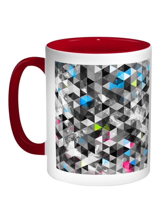 RYN Artistic Printed Coffee Mug Red/White/Black 11ounce