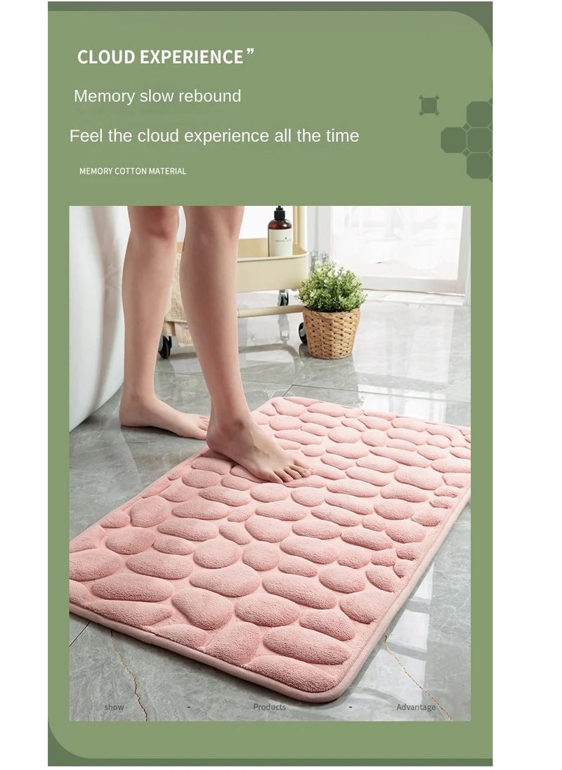 Bluejw 1-Piece Size Is 50x80 Cm Household Cobblestone Embossed Doorstep Carpet Doormat Bathroom Minimalist Wind Absorbent Foot Mat Bathroom Anti-Skid Mat Floor Mat  - Image 2