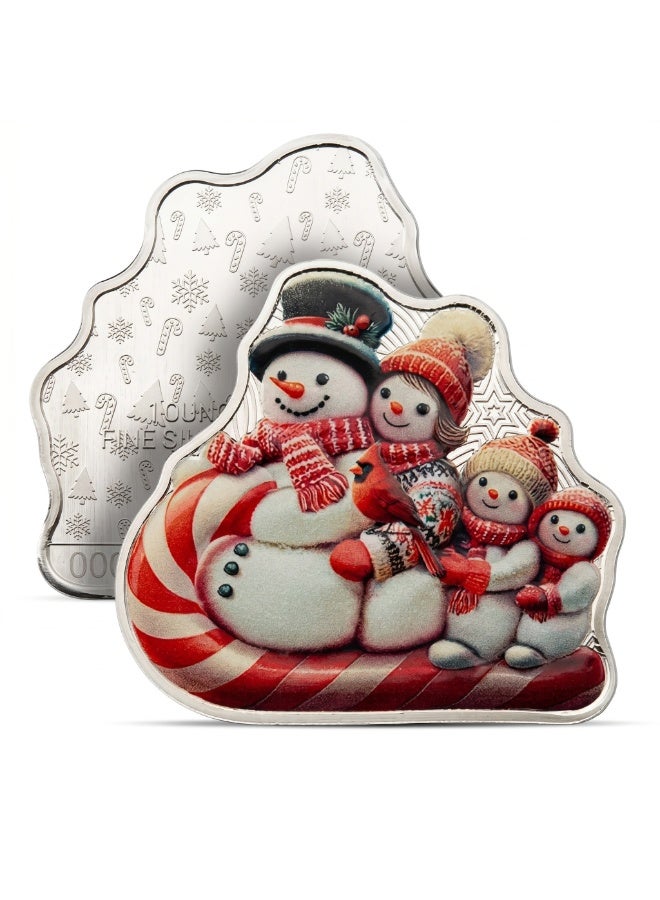 PAMP 2025 Snowman Sleigh Ride – 1oz Silver Colorized Shaped Coin - Image 2