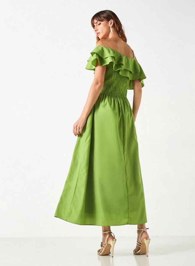 تواكستريمز فستان إيه لاين سادة بأكتاف مكشوفة وجيوب من تو إكستريمز - Image 3