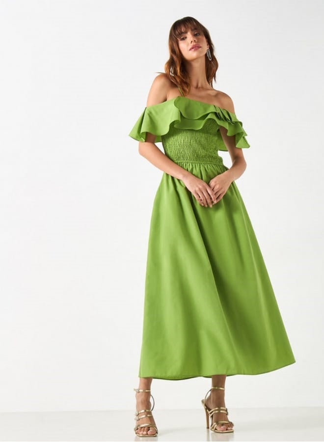 تواكستريمز فستان إيه لاين سادة بأكتاف مكشوفة وجيوب من تو إكستريمز - Image 4