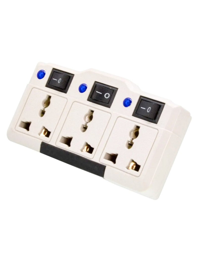 traditious Multi Plug Extension Socket – 3-Way Universal Electrical Outlet Extender with Individual Switches, Compact Power Strip with Universal Plug Adapter for Home, Office, Kitchen – Charging Station  - Image 2