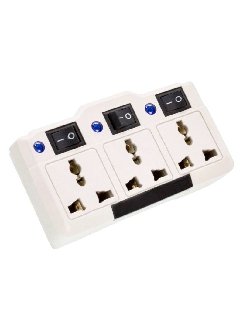 traditious Multi Plug Extension Socket – 3-Way Universal Electrical Outlet Extender with Individual Switches, Compact Power Strip with Universal Plug Adapter for Home, Office, Kitchen – Charging Station  - Image 3