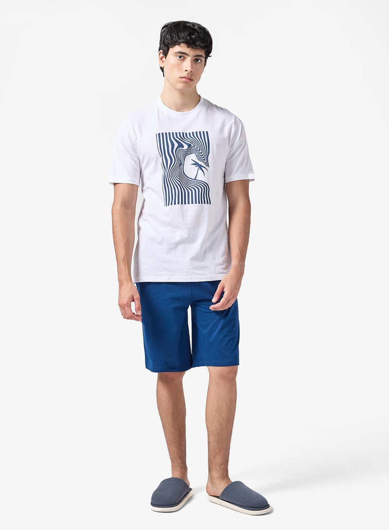 سفنتي فايف طقم بيجامة تي شيرت وشورت - Image 1