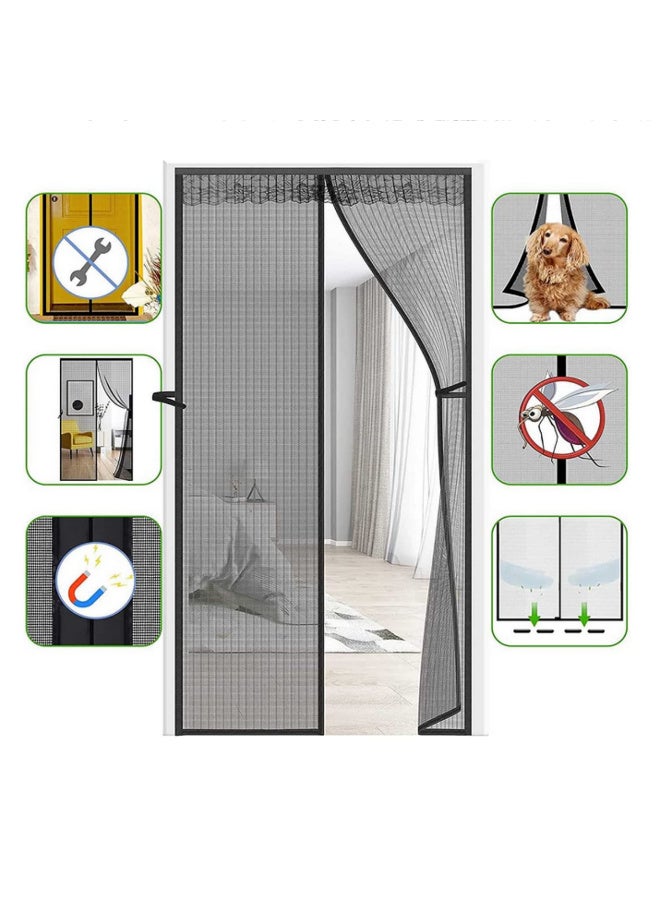 Magnetic screen door heavy-duty insect-proof net curtain with powerful magnet and full frame no gaps in the insect-proof door-100×210cm - Image 4