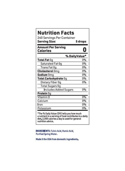 Fulvic Humic Acid Ionic Trace Minerals with Electrolytes Liquid Supplement. Plant Derived Mineral Drops, 75+ Trace Minerals for Energy Boost and Hydration. Up to 8 months supply. 2oz.