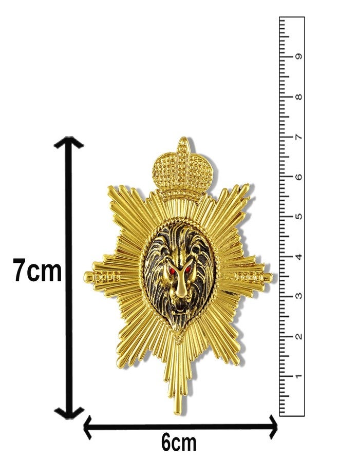 Mahi Crown and Roaring Lion-Shaped Wedding Brooch/Lapel Pin for Men (BP1101182G) - Image 4
