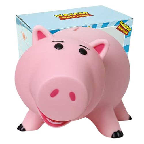 PHOCAS Hamm Piggy Bank Unbreakable Cute Pink Pig Money Bank Plastic Saving Coin Bank for Kids Christmas Birthday Gift - Image 1