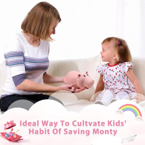 PHOCAS Hamm Piggy Bank Unbreakable Cute Pink Pig Money Bank Plastic Saving Coin Bank for Kids Christmas Birthday Gift - Image 2