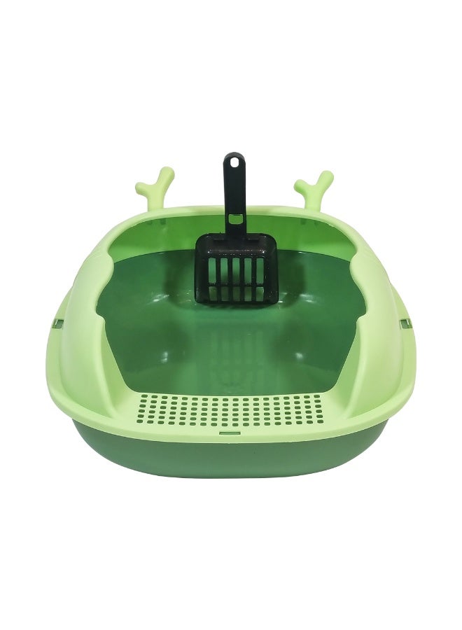 NNC PETS Cat toilet with Open top design, High back, and Built-in Scoop, 46 cm cat litter box for all cats, Kitty litter box with Leakproof base, Detachable, Mess control, and Easy to control (GREEN) - Image 1
