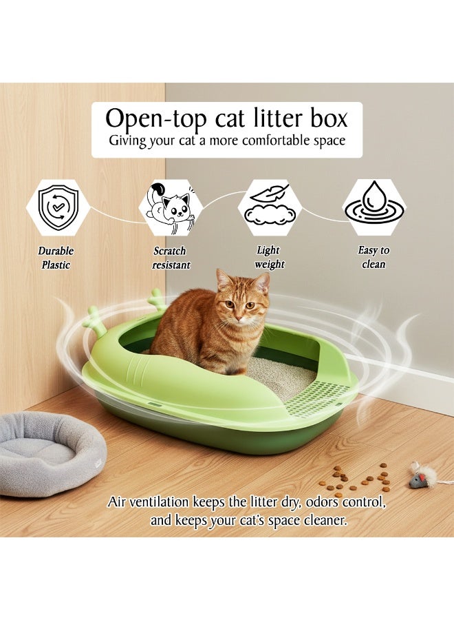 NNC PETS Cat toilet with Open top design, High back, and Built-in Scoop, 46 cm cat litter box for all cats, Kitty litter box with Leakproof base, Detachable, Mess control, and Easy to control (GREEN) - Image 5