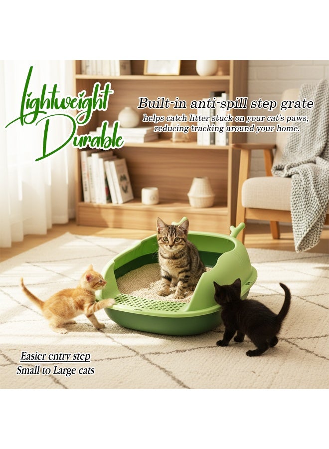 NNC PETS Cat toilet with Open top design, High back, and Built-in Scoop, 46 cm cat litter box for all cats, Kitty litter box with Leakproof base, Detachable, Mess control, and Easy to control (GREEN) - Image 4