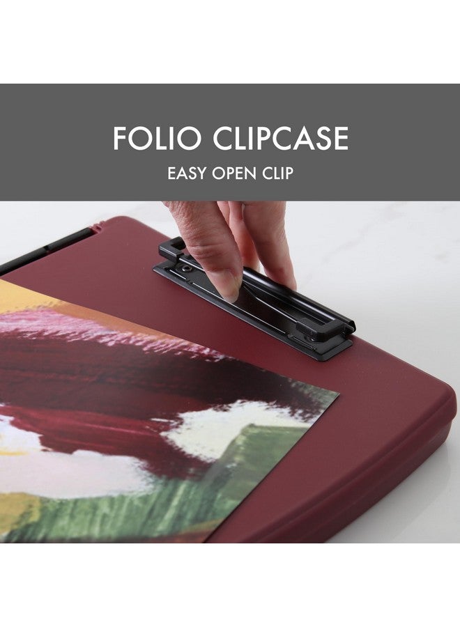Dexas Folio Clipcase Professional Storage Clipboard With Pen Storage Compartment 9.75 X 14.75 A4 Merlot. Ideal For Teachers Nurses Coaches Students Trades Homeschooling - Image 2
