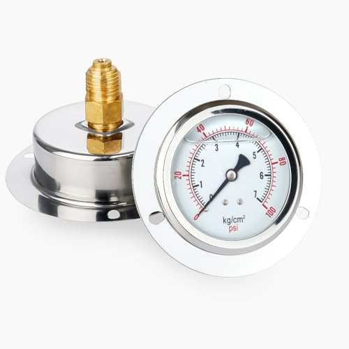Ionix Bottom Entry Water Pressure Gauge 7 kg/cm² | 100 PSI | Stainless Steel Body | Brass Connector | Accurate Pressure Monitor for RO, Geyser & Water Pump - Image 1