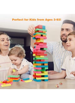 Coogam Coogam Wooden Blocks Stacking Game with Storage Bag, Toppling Colorful Tower Building Blocks Balancing Puzzles Toys Learning Educational Sorting Family Games Montessori Toys Gifts for Kids  - Image 2