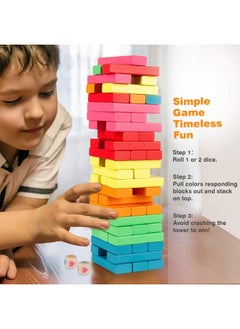 Coogam Coogam Wooden Blocks Stacking Game with Storage Bag, Toppling Colorful Tower Building Blocks Balancing Puzzles Toys Learning Educational Sorting Family Games Montessori Toys Gifts for Kids  - Image 5