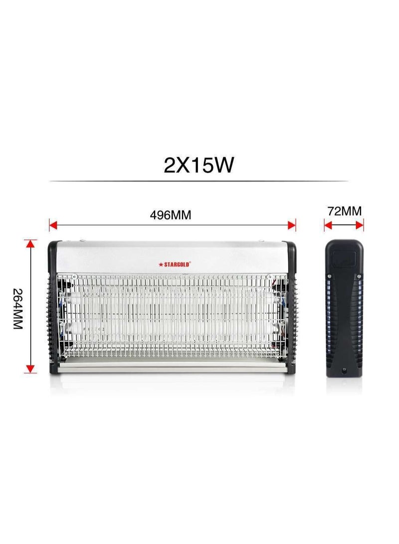 ستارجولد صاعق حشرات كهربائي 2×15 واط – لقتل البعوض والذباب بالأشعة فوق البنفسجية - Image 4