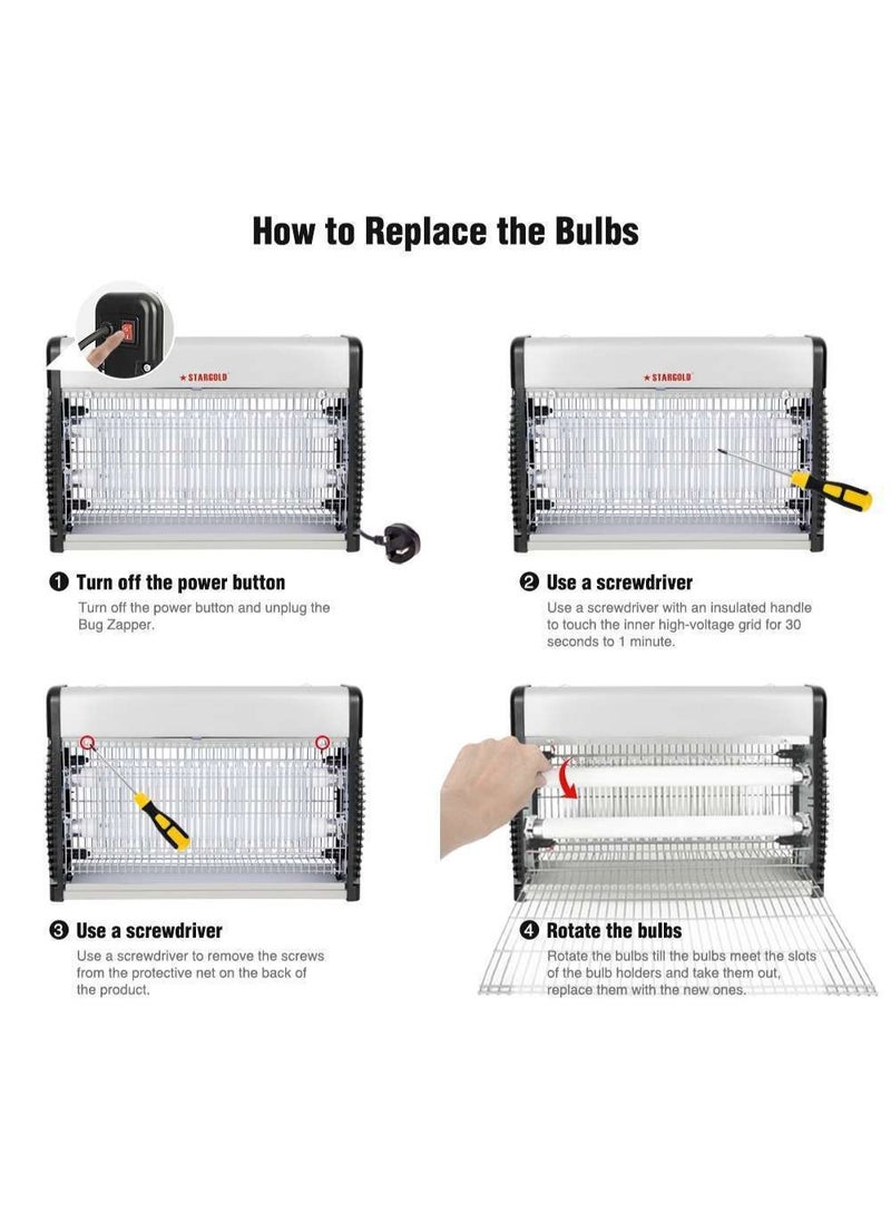 ستارجولد صاعق حشرات كهربائي 2×15 واط – لقتل البعوض والذباب بالأشعة فوق البنفسجية - Image 5
