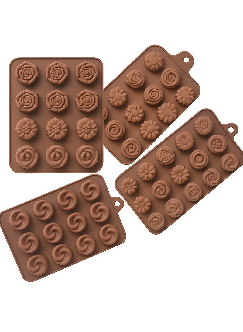  سي تي زد طقم 4 قوالب سيليكون على شكل ورود – لتشكيل الشوكولاتة، الصابون، الشمع أو الجيلي او المعمول | سيليكون غذائي غير لاصق - Image 2