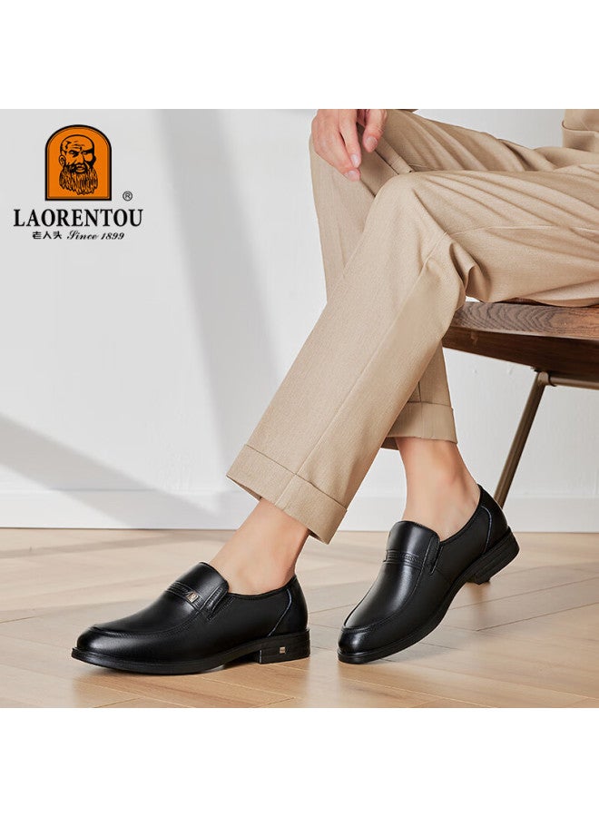 Laorentou Laorentou Leather Shoes For Middle-aged Men, Casual Breathable Business Shoes For Fathers Tla211 Black Size 43