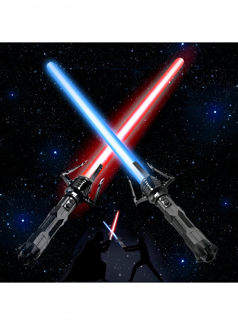 جيجيرو سيوف ضوئية للأطفال، طقم سيوف ضوئية مكون من قطعتين، سيف ضوئي مزدوج 2 في 1 بطول 149 سم مع تأثيرات صوتية (حساس للحركة)، ألوان حمراء وزرقاء، لعبة سيوف ضوئية للأطفال، معدات قتالية تظاهرية - Image 1