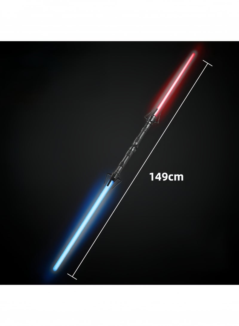 جيجيرو سيوف ضوئية للأطفال، طقم سيوف ضوئية مكون من قطعتين، سيف ضوئي مزدوج 2 في 1 بطول 149 سم مع تأثيرات صوتية (حساس للحركة)، ألوان حمراء وزرقاء، لعبة سيوف ضوئية للأطفال، معدات قتالية تظاهرية - Image 2