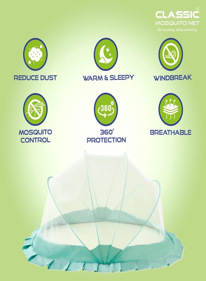 Classic Mosquito Net ناموسية كلاسيكية للأطفال، ناموسية قابلة للطي بدون قاعدة، آمنة وسهلة الاستخدام، تضمن نومًا آمنًا لطفلك - 135 سم × 65 سم × 65 سم، مناسبة للأطفال من عمر 0 إلى سنتين - لون أخضر محيطي - Image 2