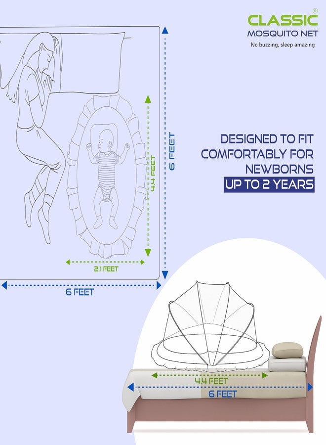 Classic Mosquito Net ناموسية كلاسيكية للأطفال، ناموسية قابلة للطي بدون قاعدة، آمنة وسهلة الاستخدام، تضمن نومًا آمنًا لطفلك - 135 سم × 65 سم × 65 سم، مناسبة للأطفال من عمر 0 إلى سنتين - لون أخضر محيطي - Image 4