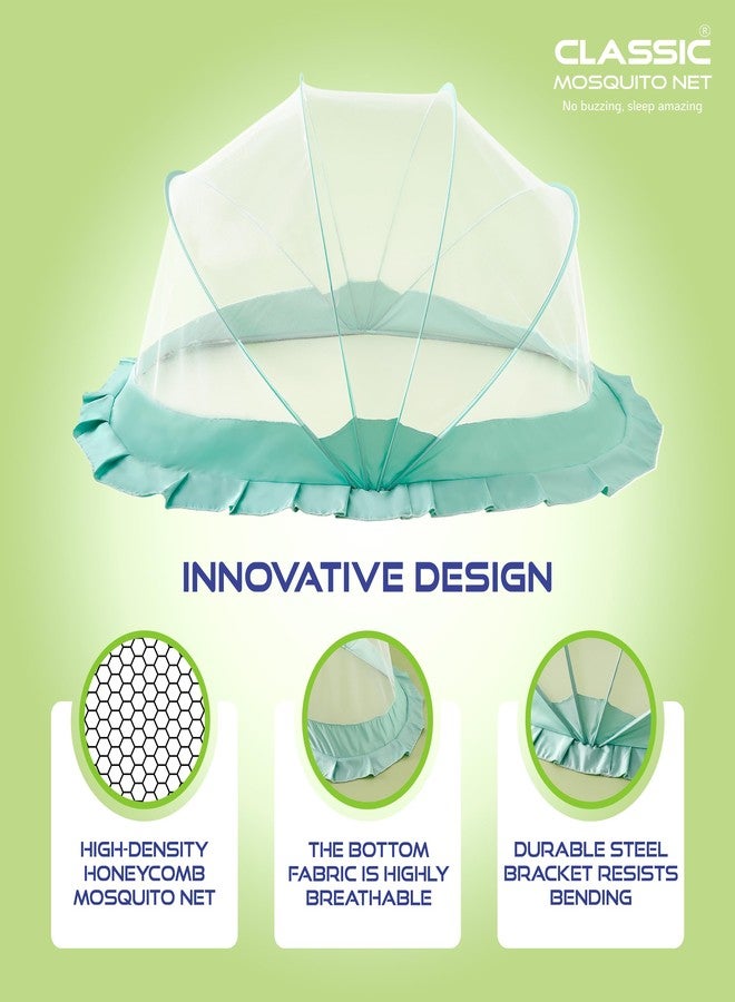 Classic Mosquito Net ناموسية كلاسيكية للأطفال، ناموسية قابلة للطي بدون قاعدة، آمنة وسهلة الاستخدام، تضمن نومًا آمنًا لطفلك - 135 سم × 65 سم × 65 سم، مناسبة للأطفال من عمر 0 إلى سنتين - لون أخضر محيطي - Image 1
